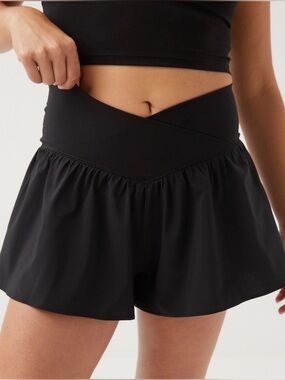 Aerie Offline Black Cross-Waist Shorts